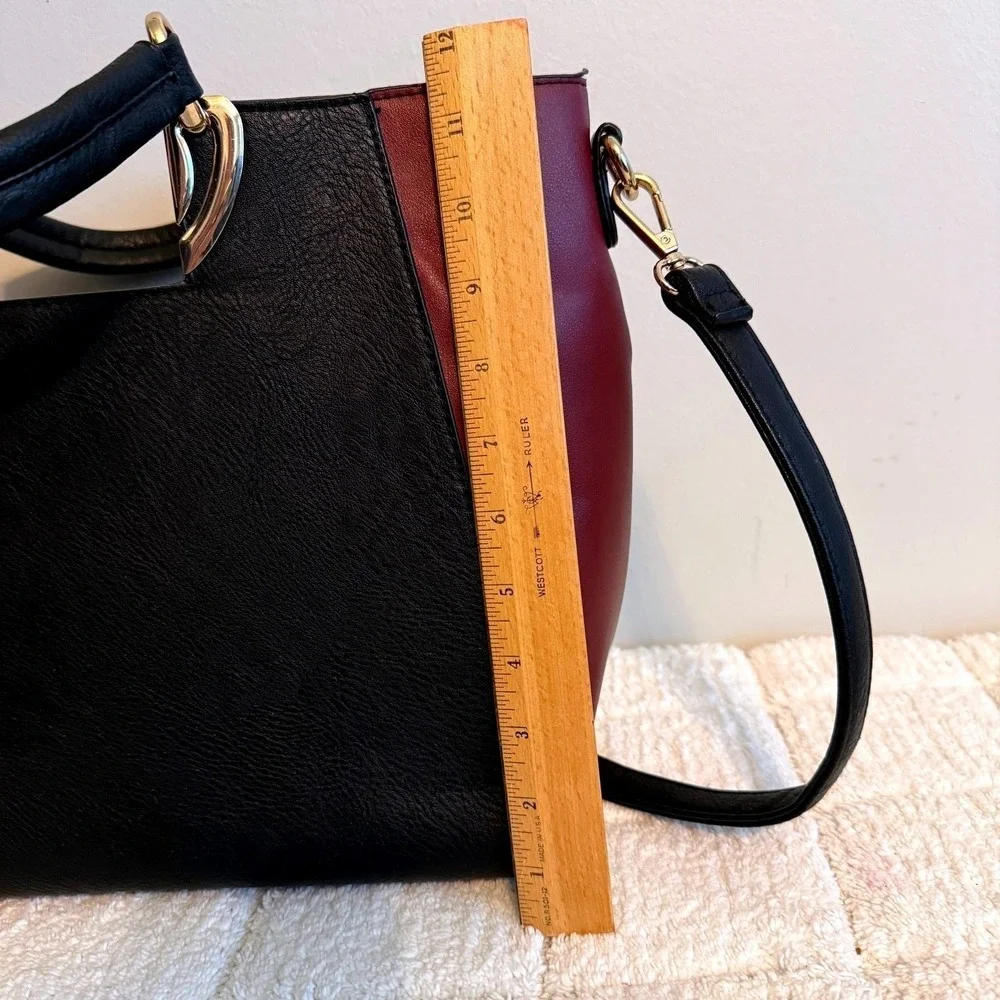 Dasein Colorblock Satchel Handbag Crossbody Zipper Adjustable Strap Professional